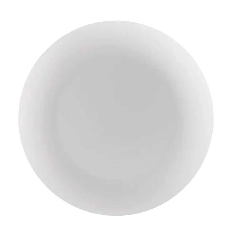 White circular device viewed from the front.